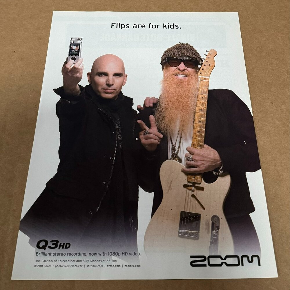 Joe Satriani & Billy Gibbons - Zoom Recorders - 2011 Print Advertisement